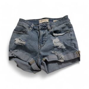 PacSun Women's Ripped Jean Shorts in Blue
